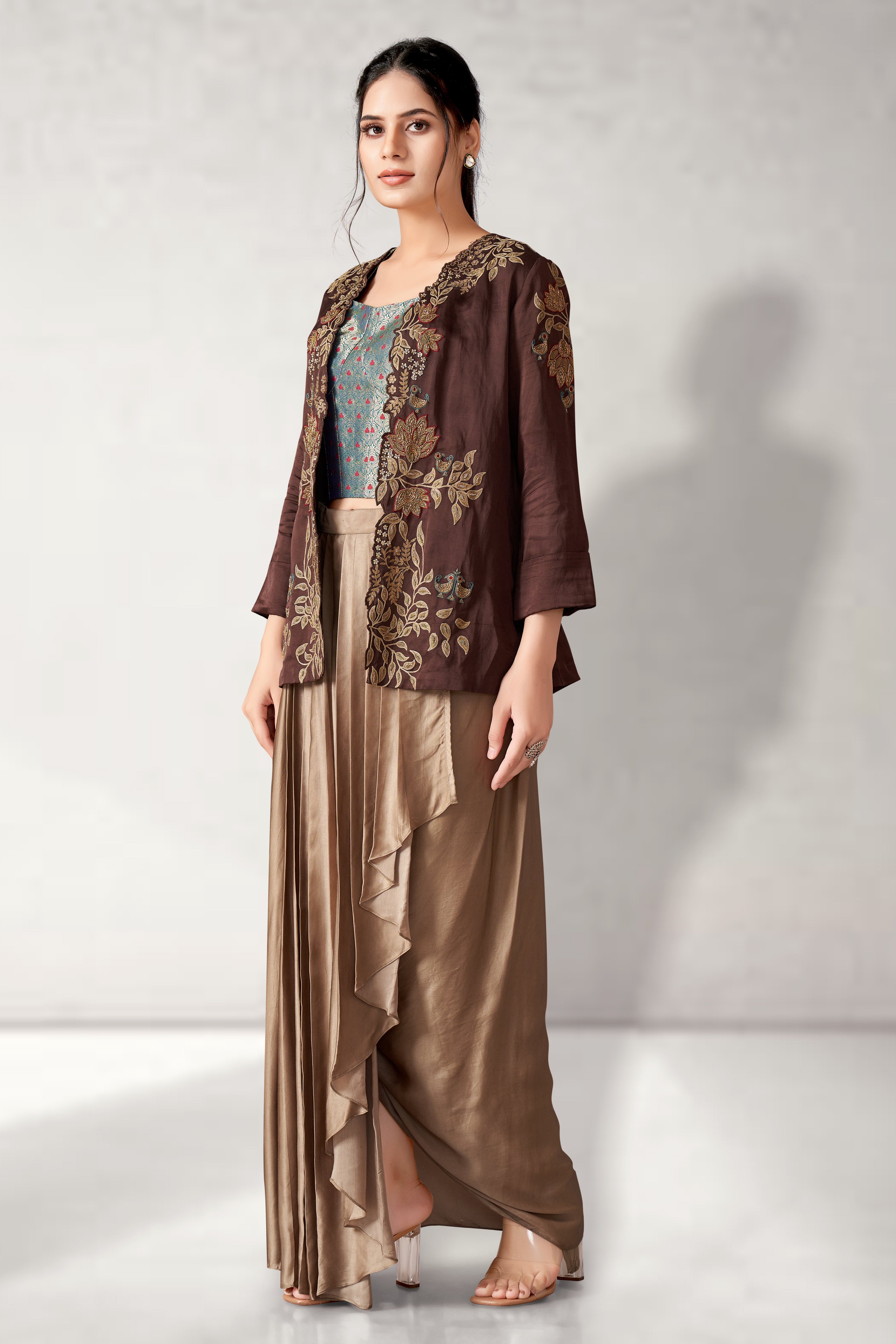 Jacket with Bustier and drape skirt