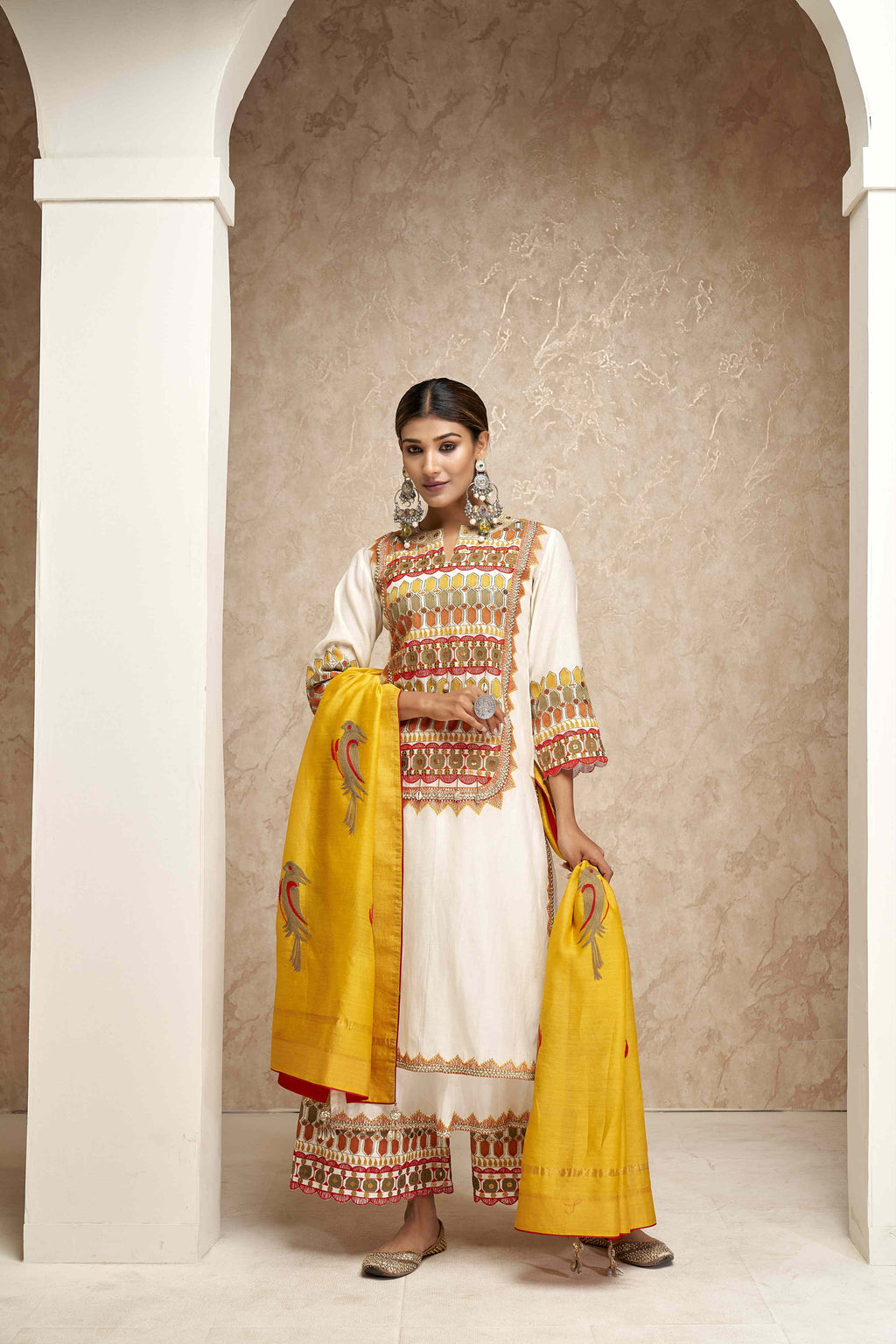 Chanderi Kurta with Cotton Pajama, Inner, and Dupatta