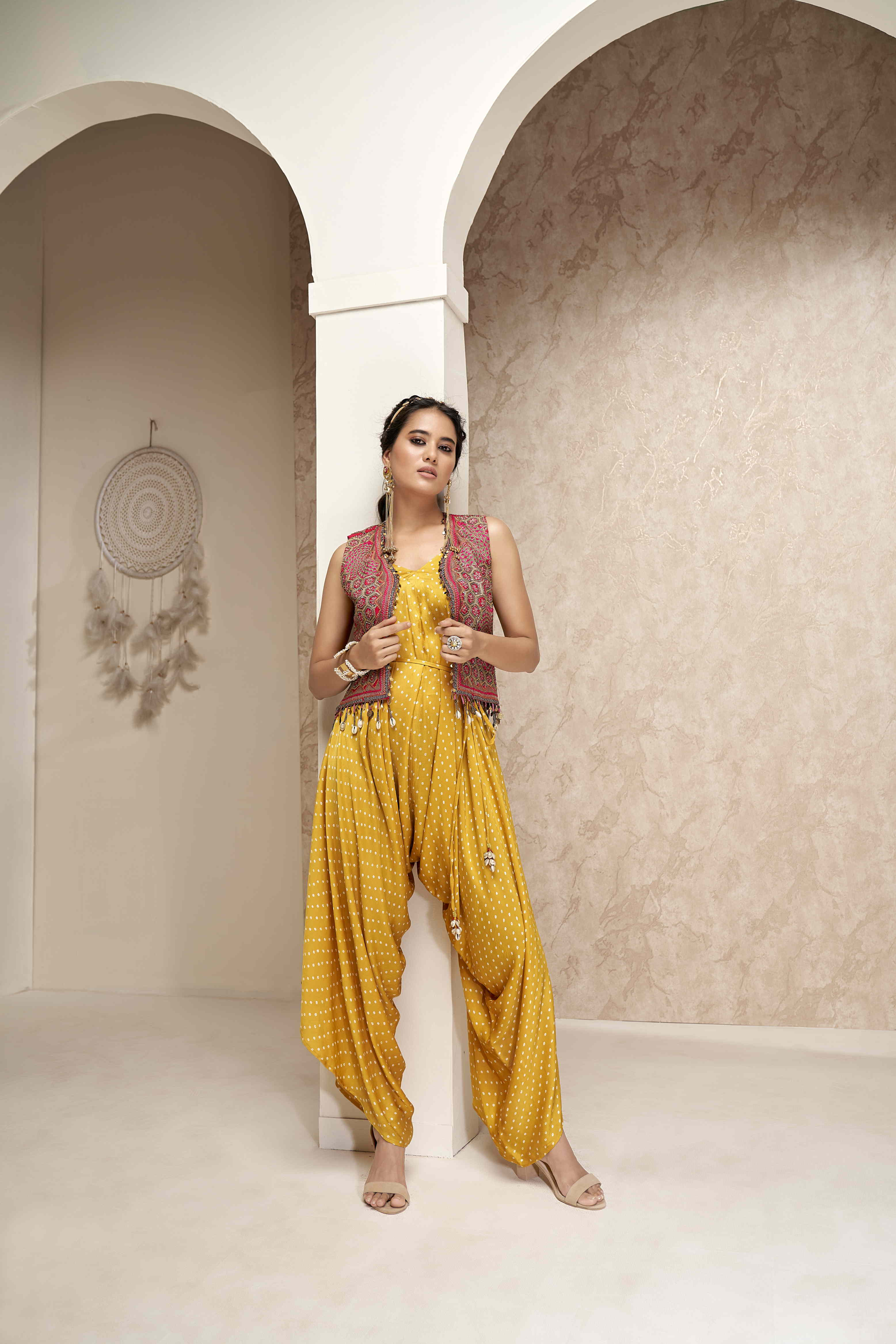 Embroidered Jacket with Dhoti Jumpsuit