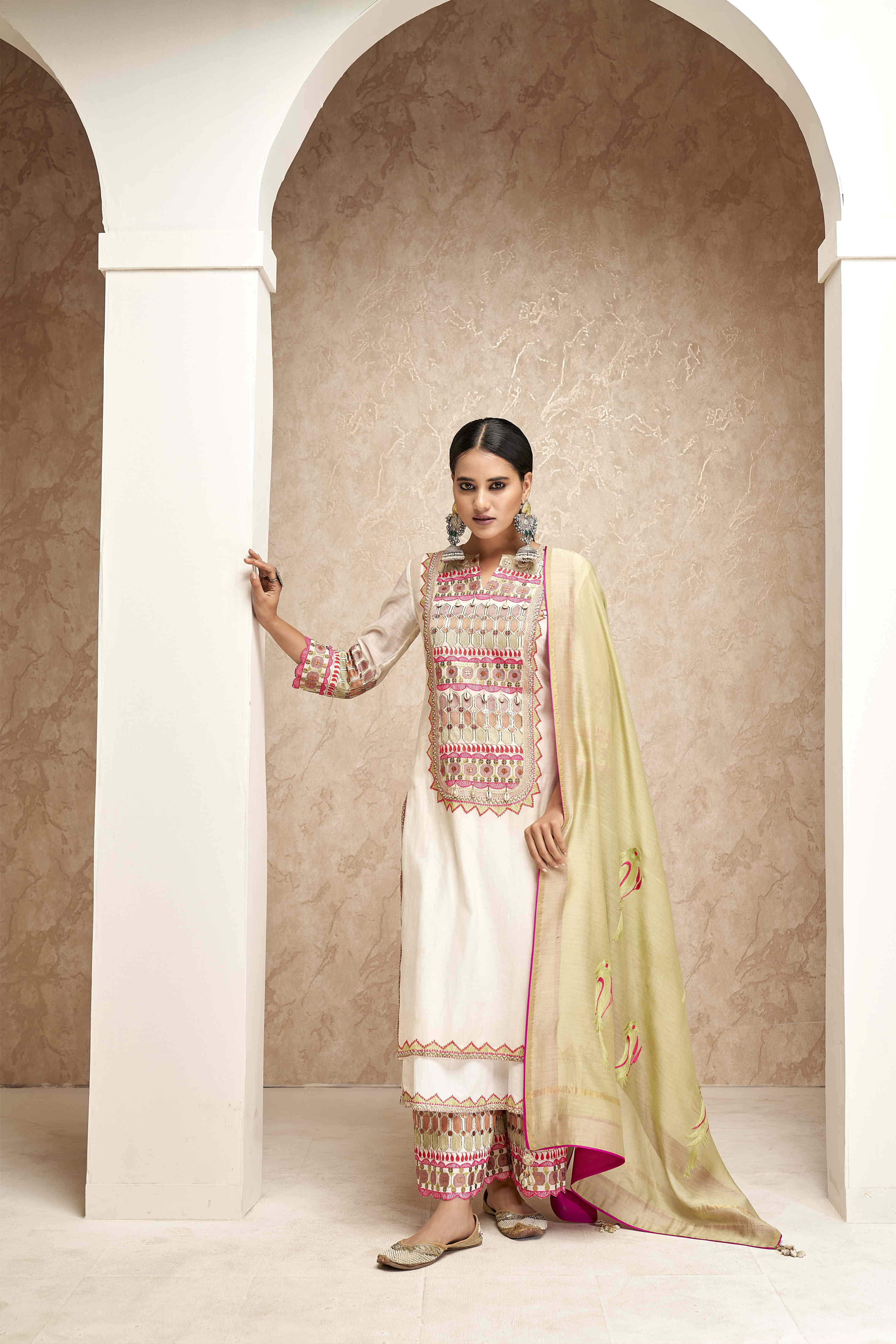 Chanderi Kurta with Cotton Pajama, Inner, and Dupatta