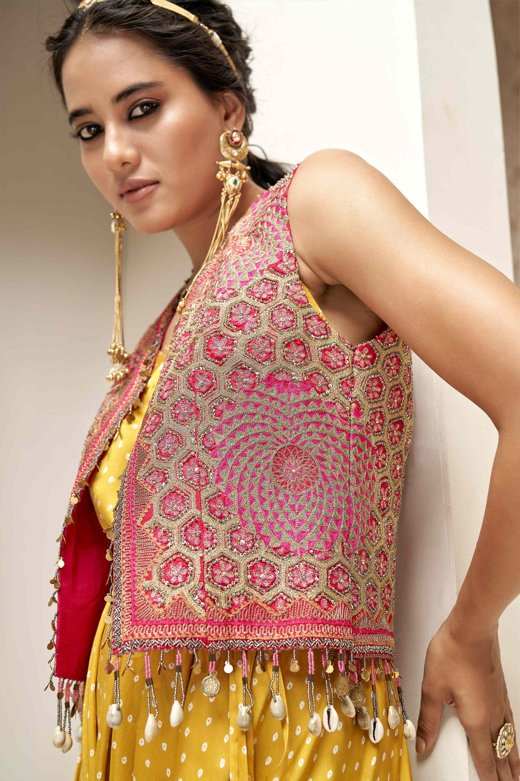 Embroidered Jacket with Dhoti Jumpsuit