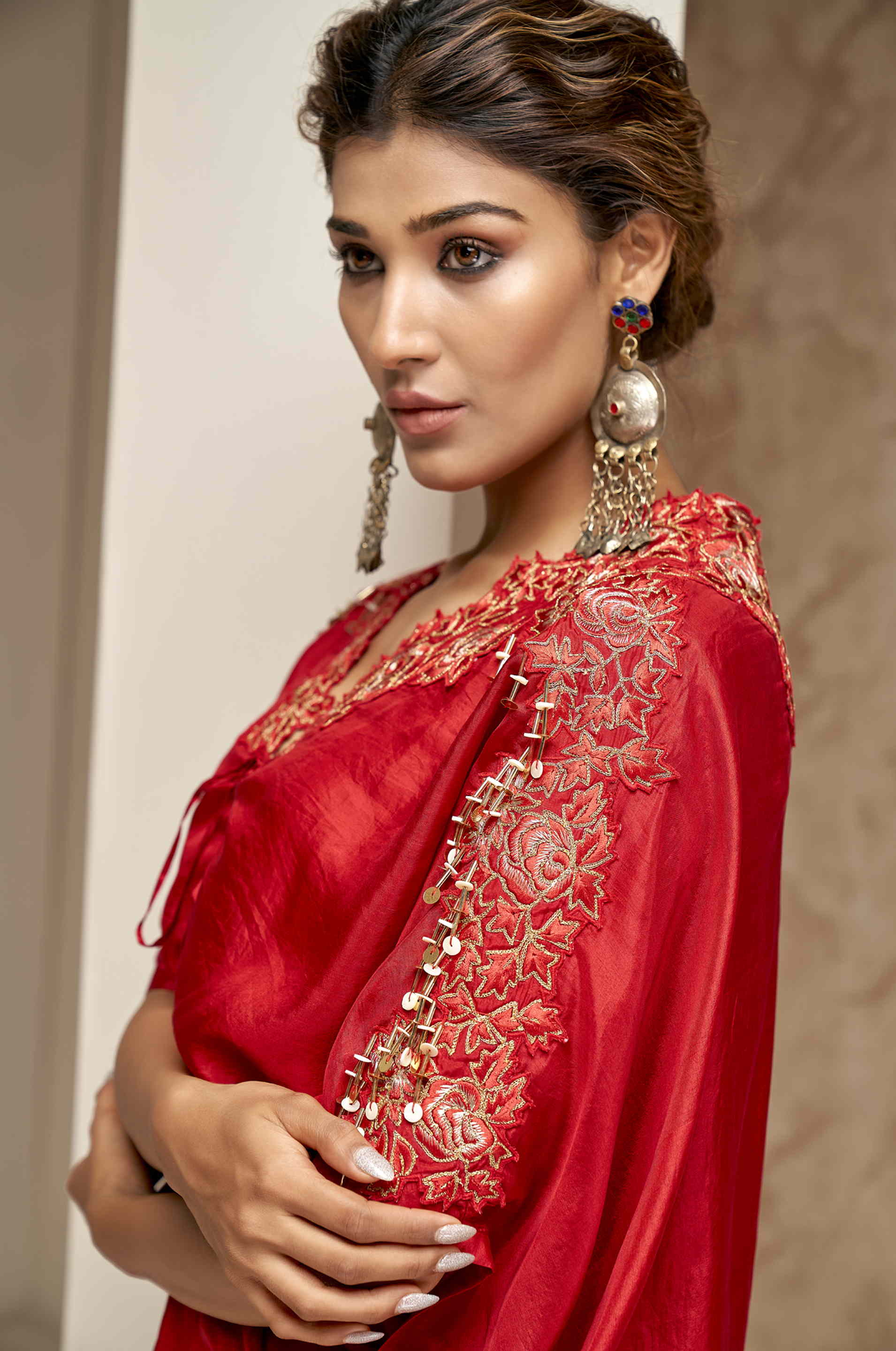 Kaftan with Center Front Drawstring