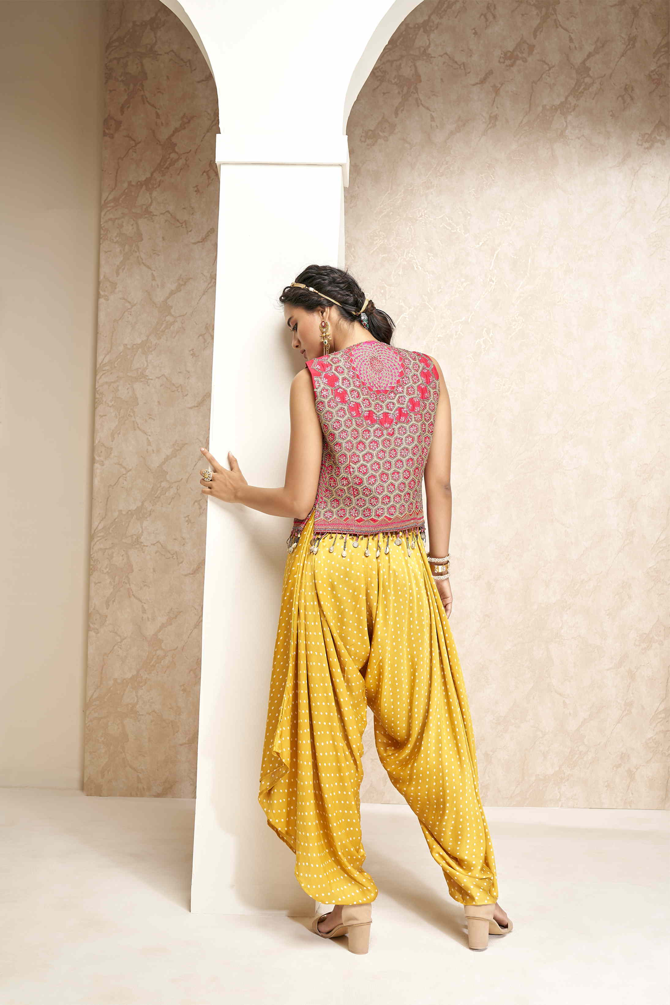 Embroidered Jacket with Dhoti Jumpsuit