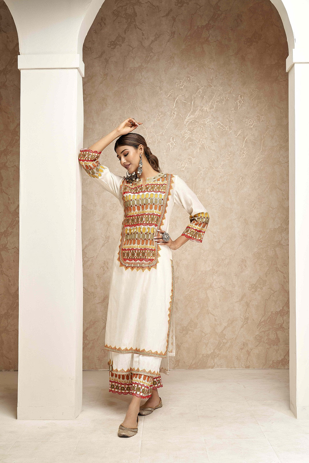Chanderi Kurta with Cotton Pajama, Inner, and Dupatta