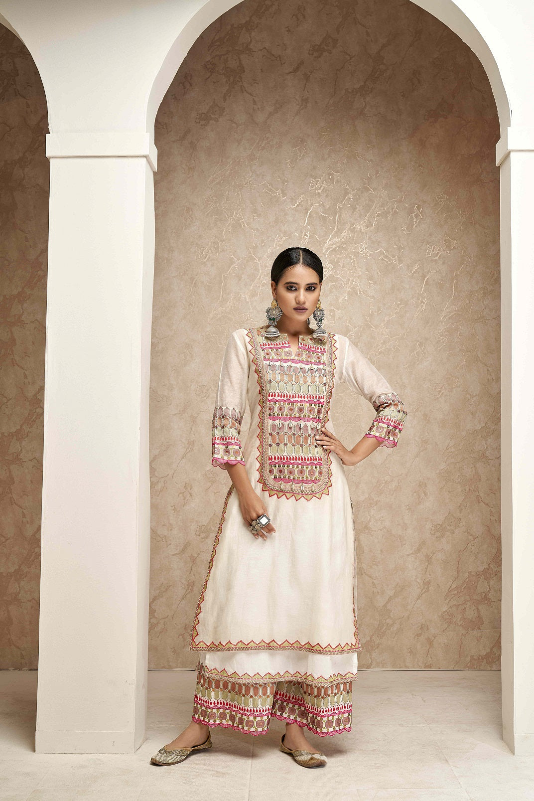 Chanderi Kurta with Cotton Pajama, Inner, and Dupatta