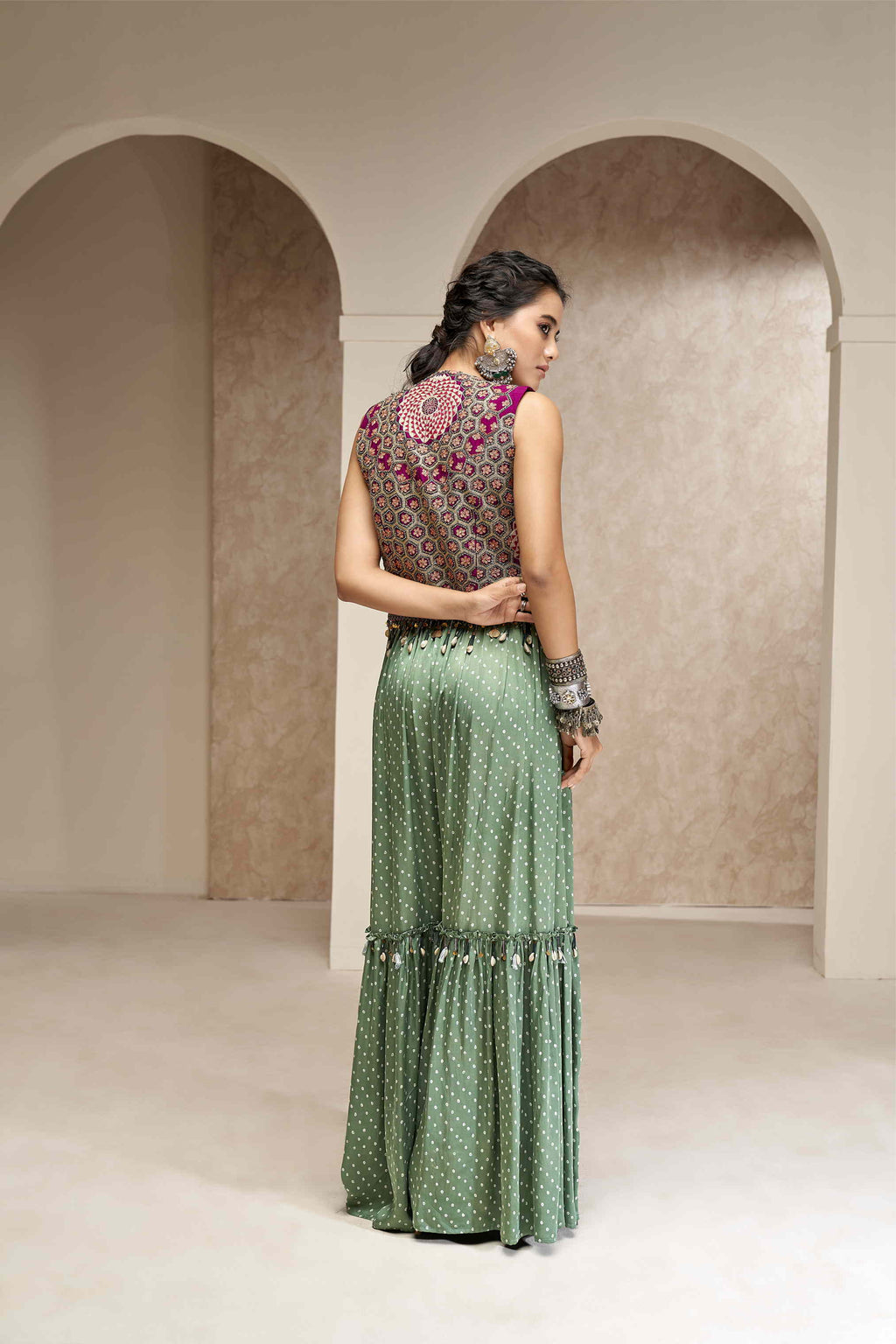 Emboidered Short Jacket with Jumpsuit