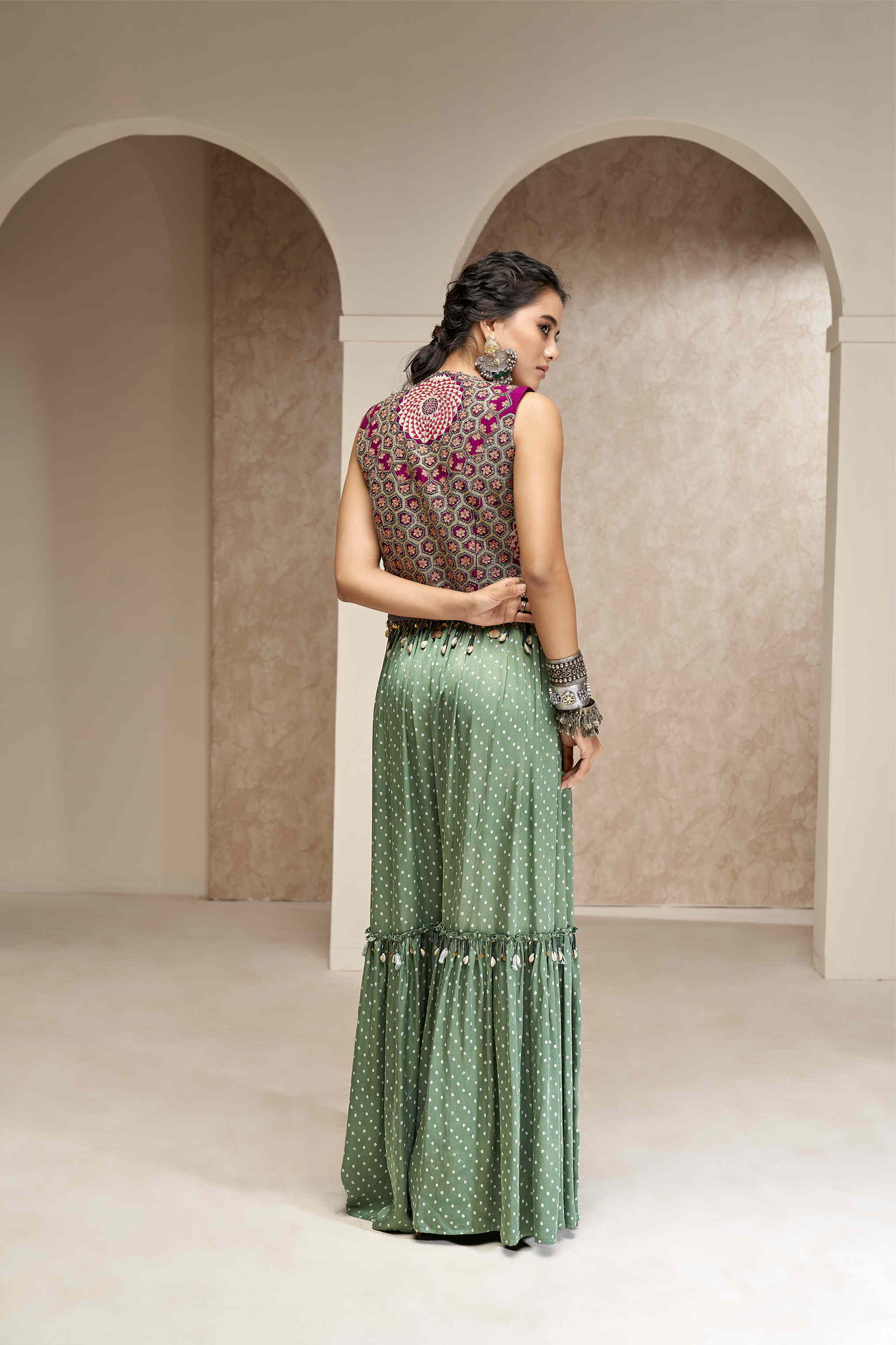 Emboidered Short Jacket with Jumpsuit