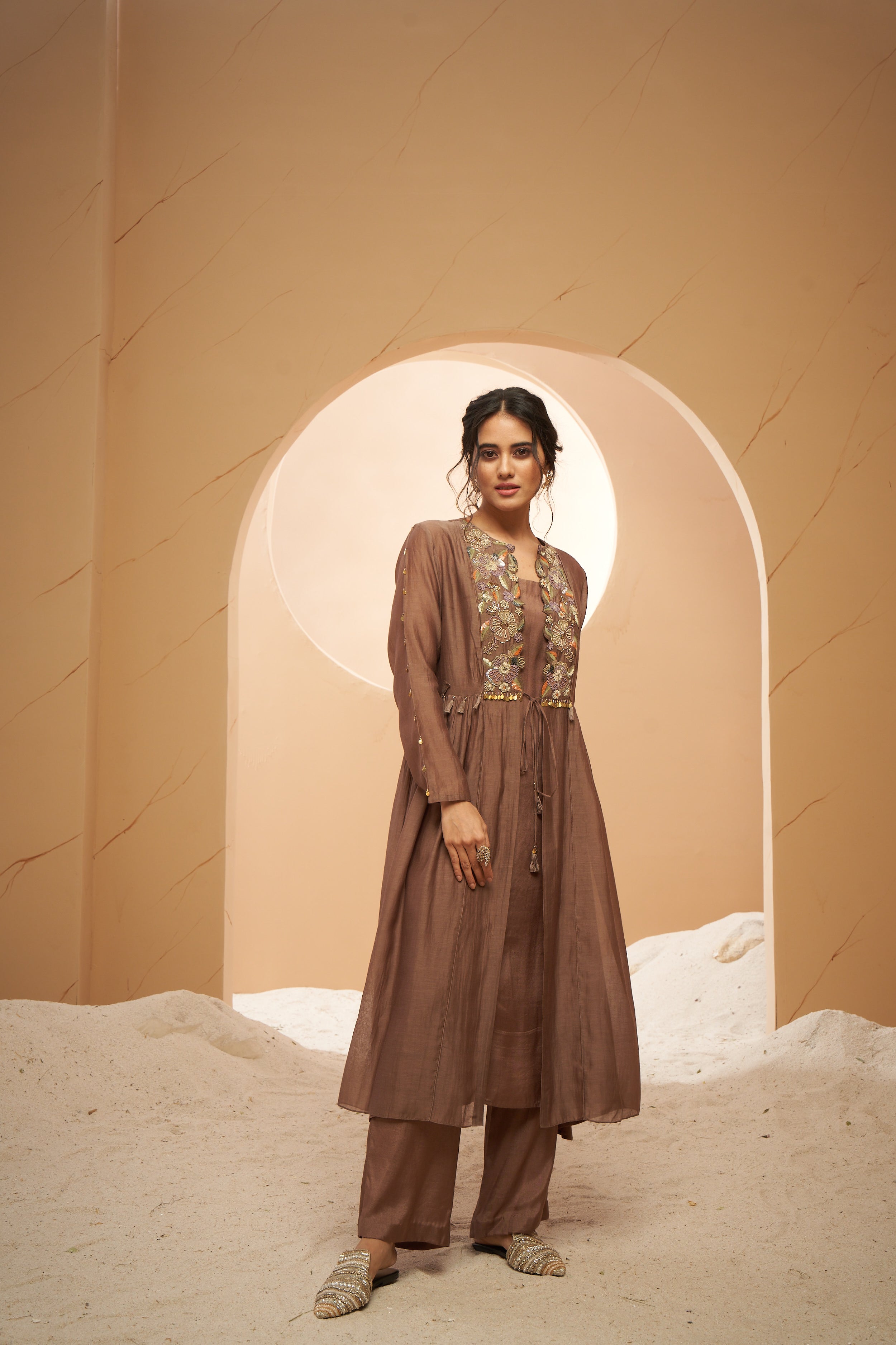 Chanderi jacket set
