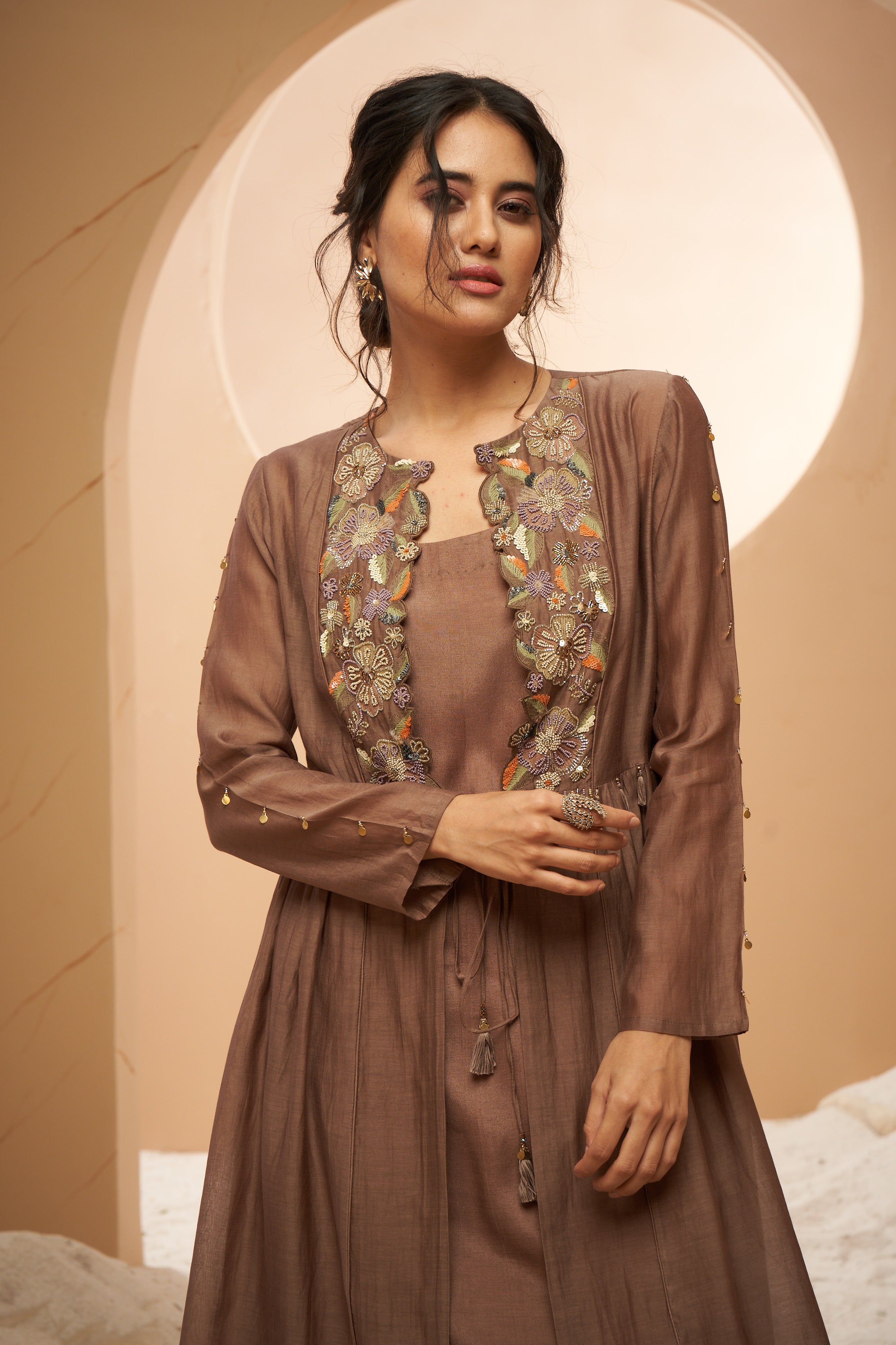 Chanderi jacket set