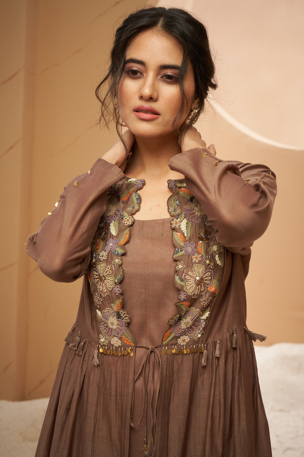 Chanderi jacket set
