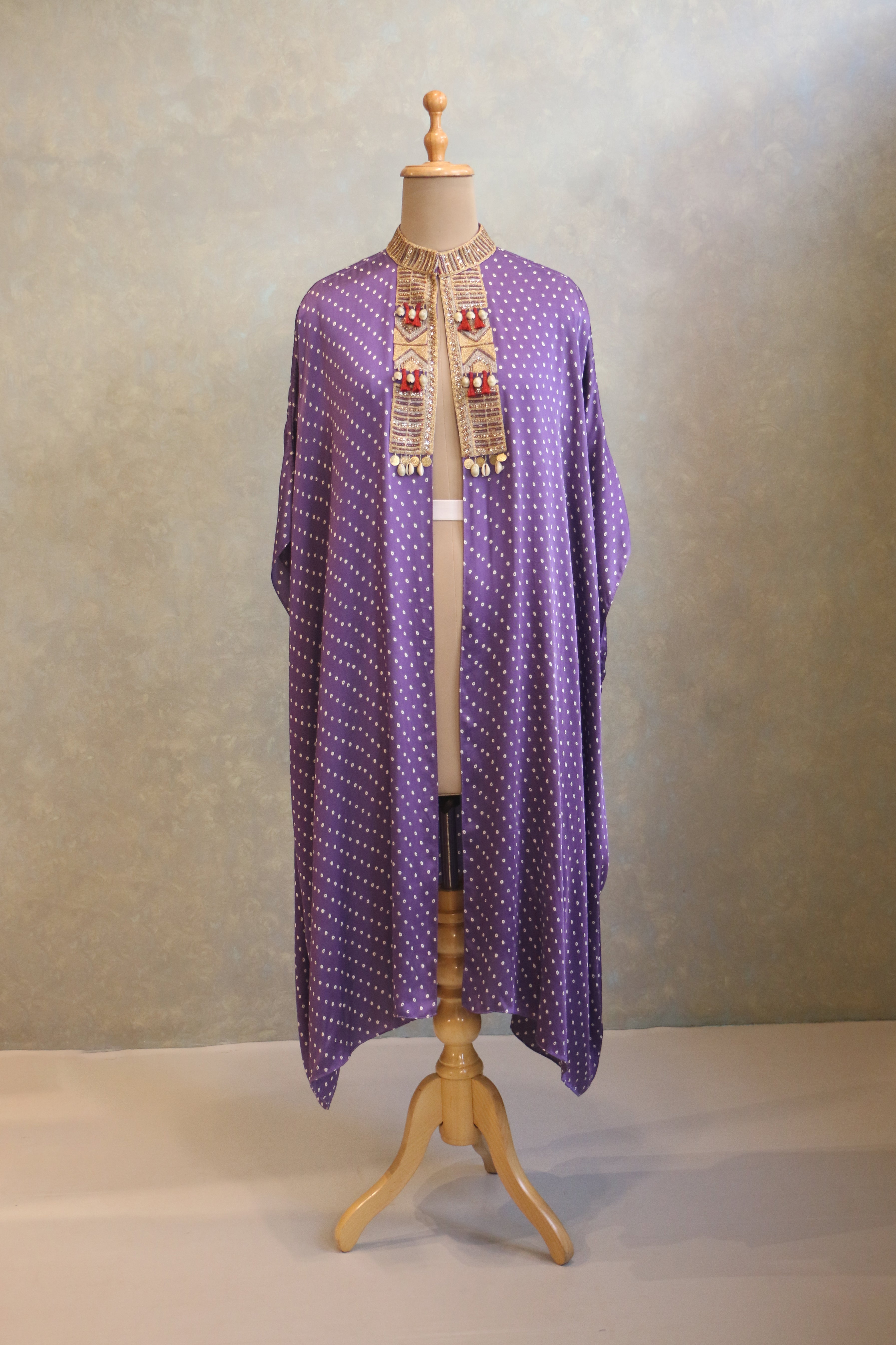 Purple Bandhej Cape