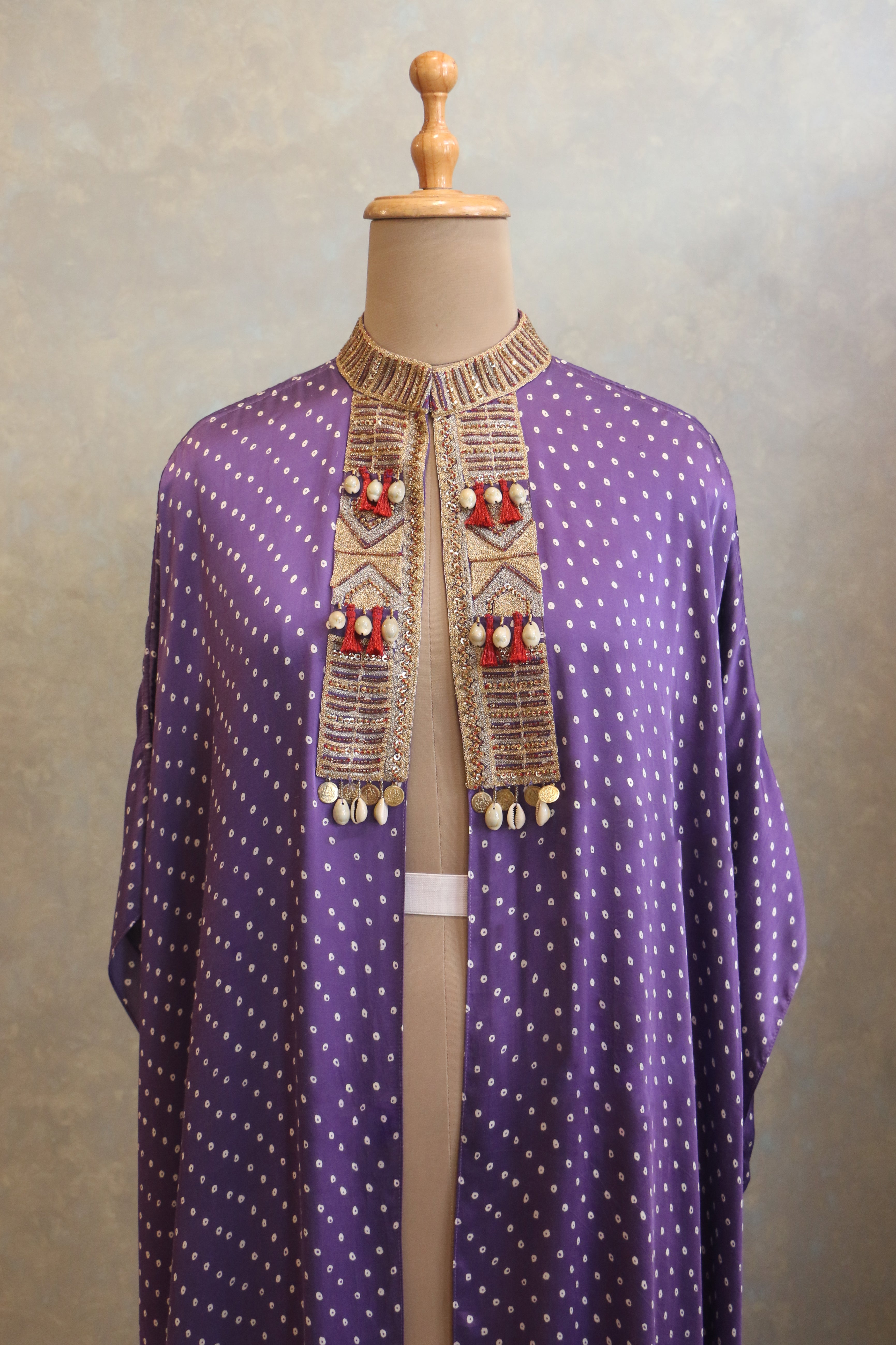 Purple Bandhej Cape