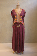 Wine Bandhej Cape Set