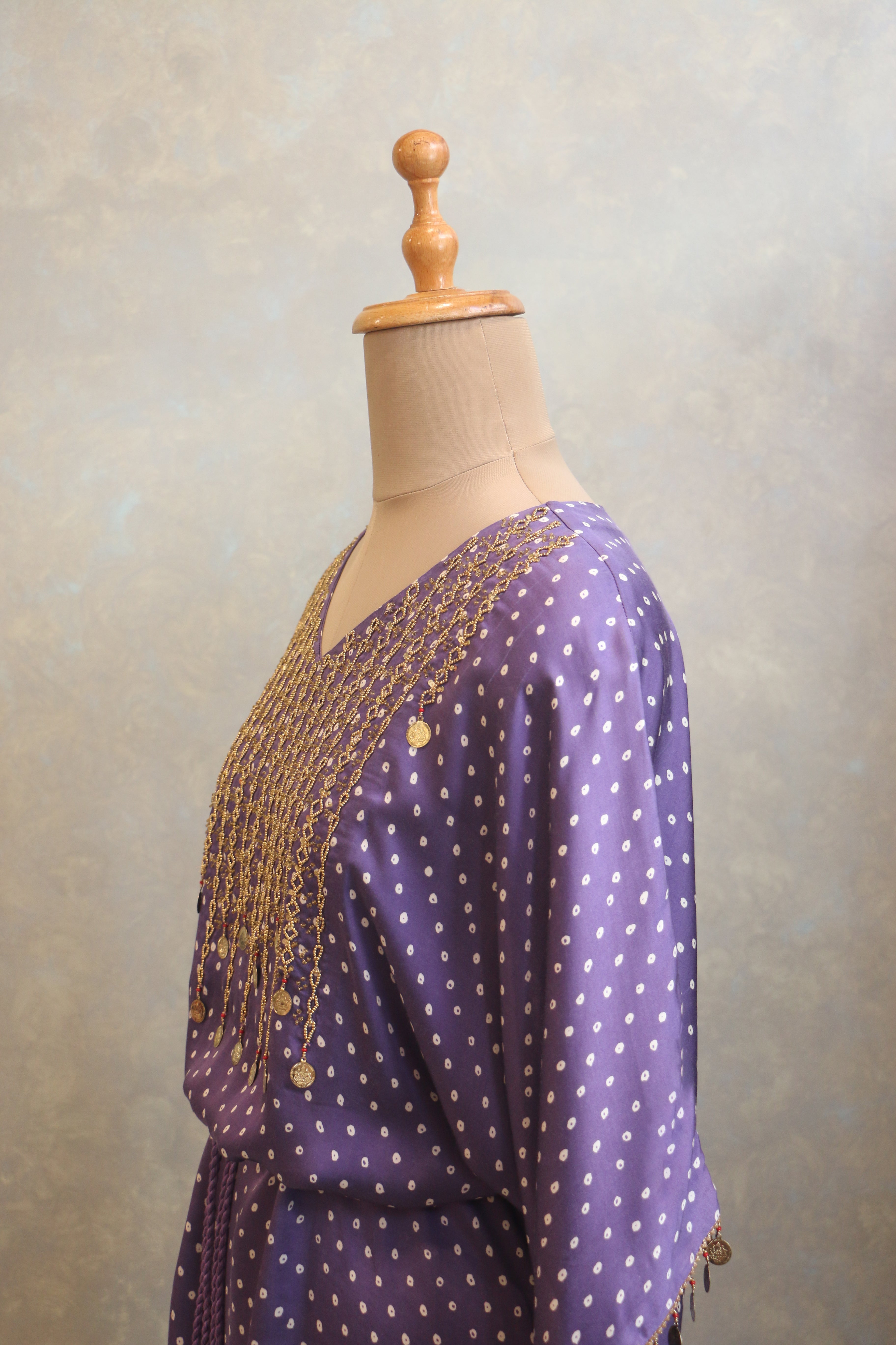 Purple Bandhej Kaftan