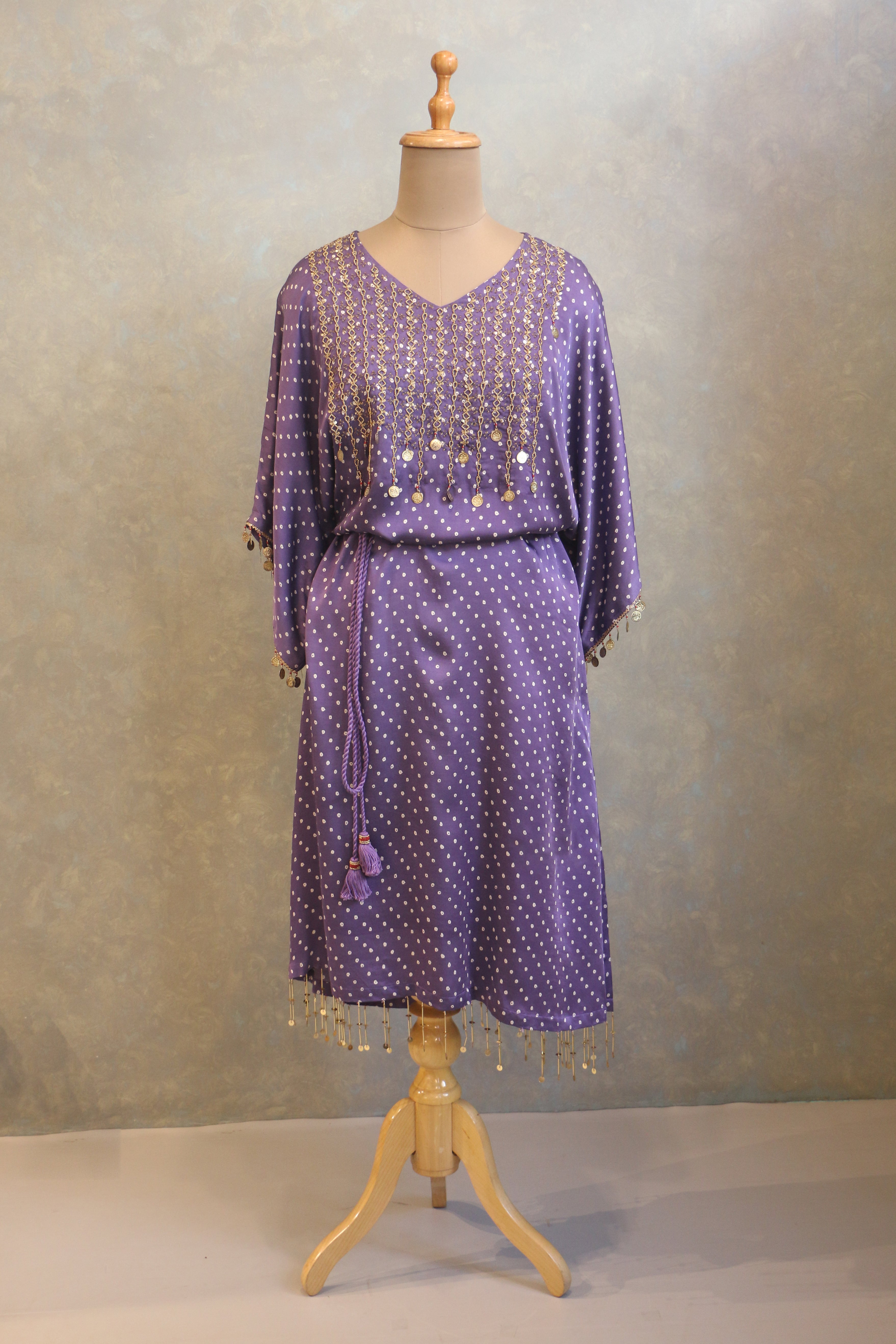 Purple Bandhej Kaftan