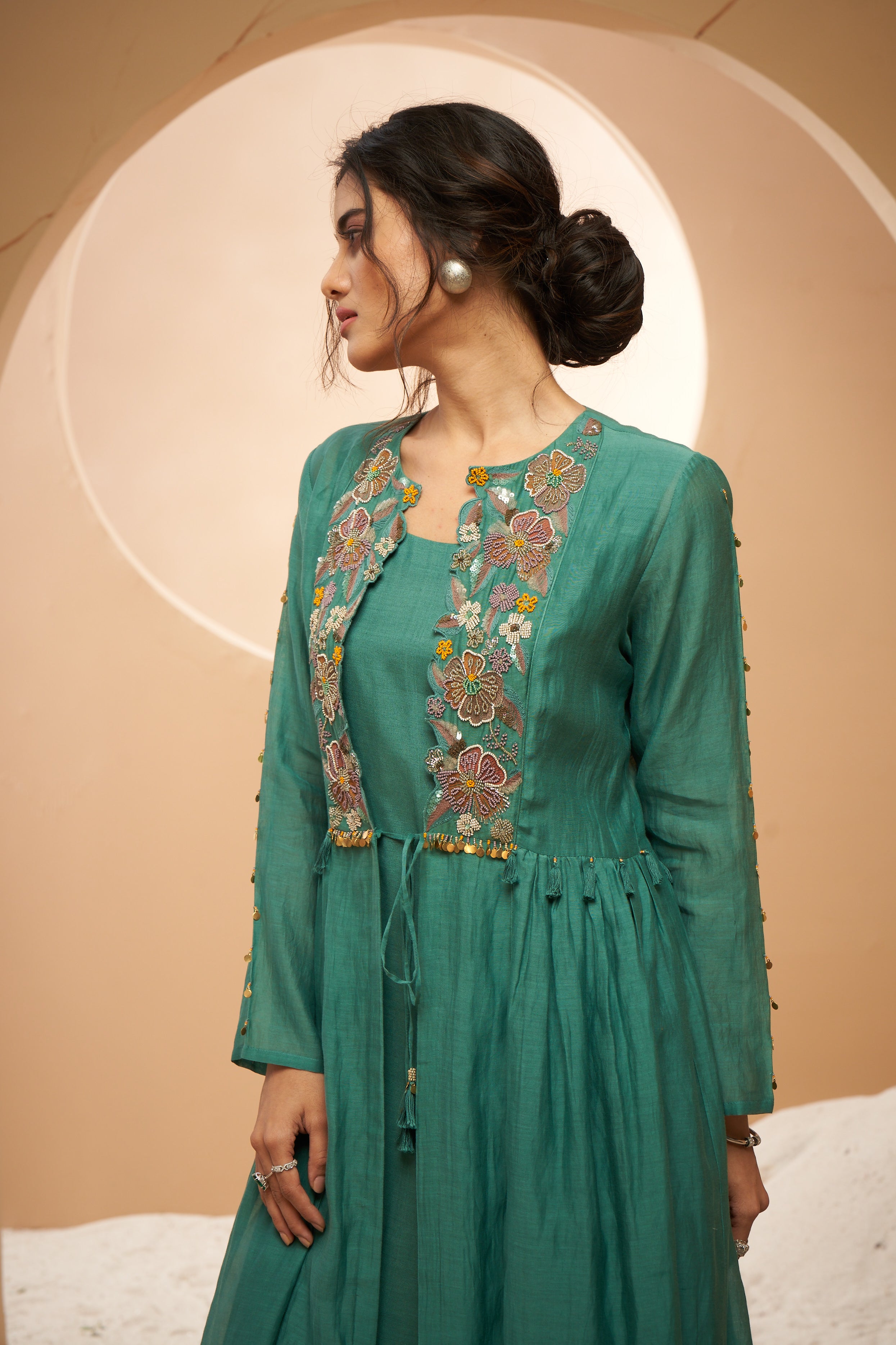 Chanderi jacket set