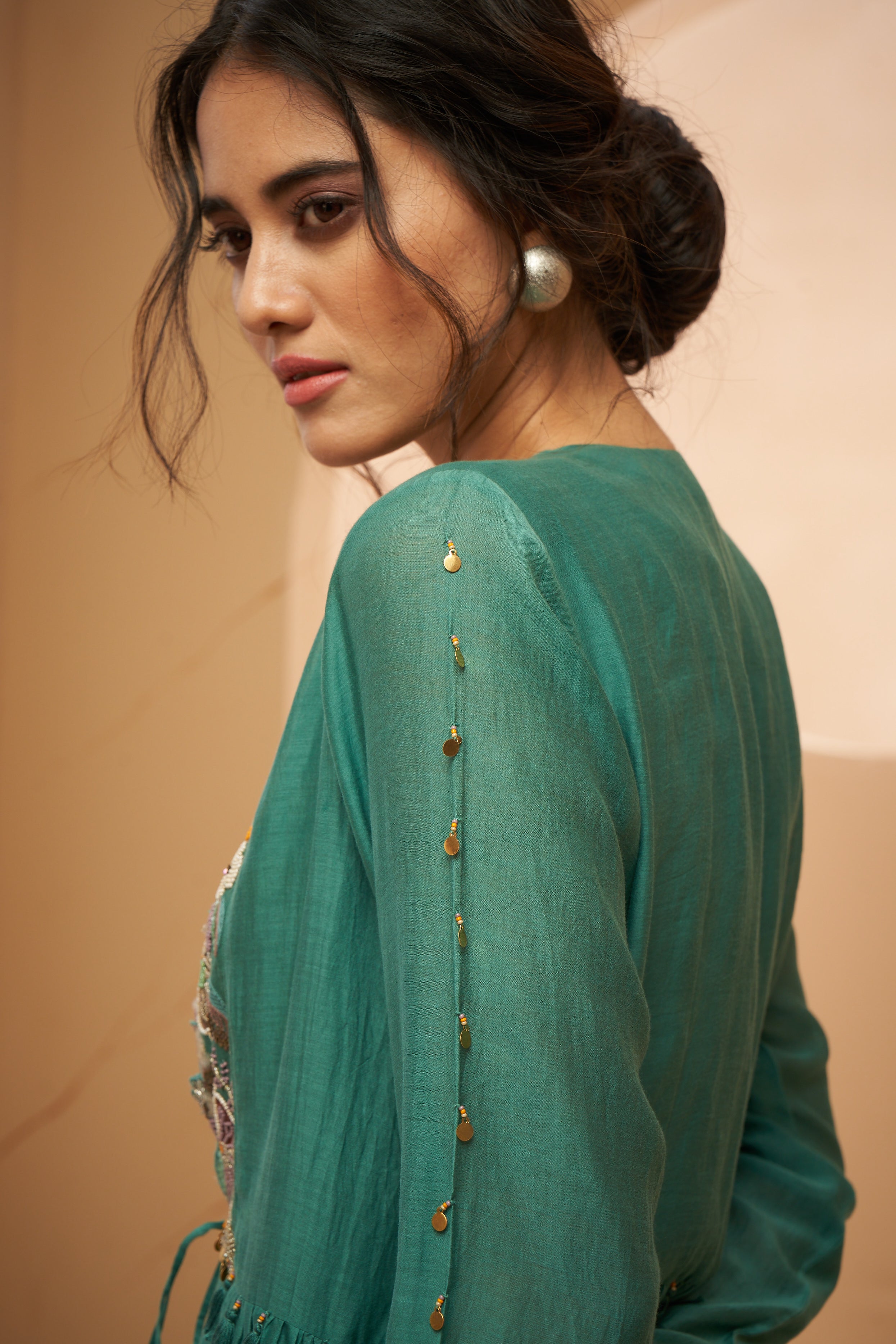 Chanderi jacket set