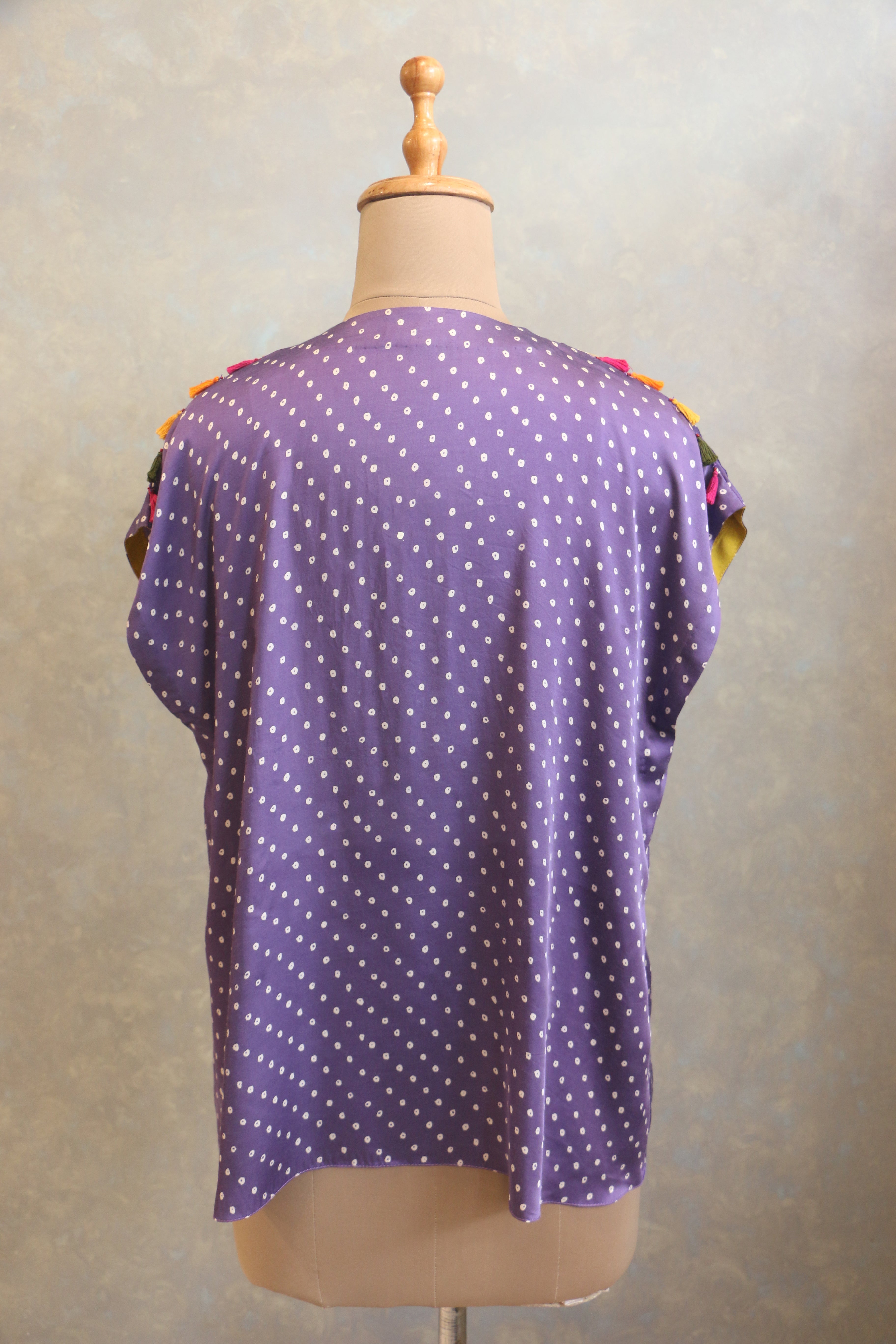 Purple Bandhej Cape Set