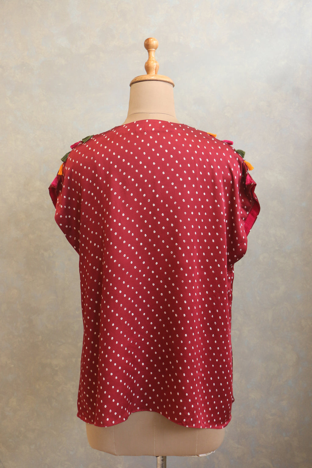 Maroon Bandhej Cape Set