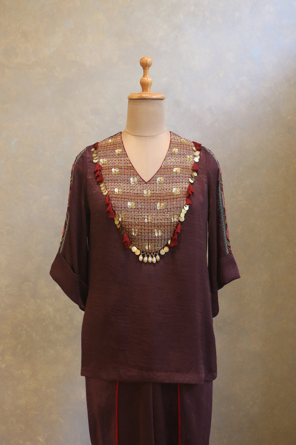 Dhoti Set With Heavily Embroidered Yoke