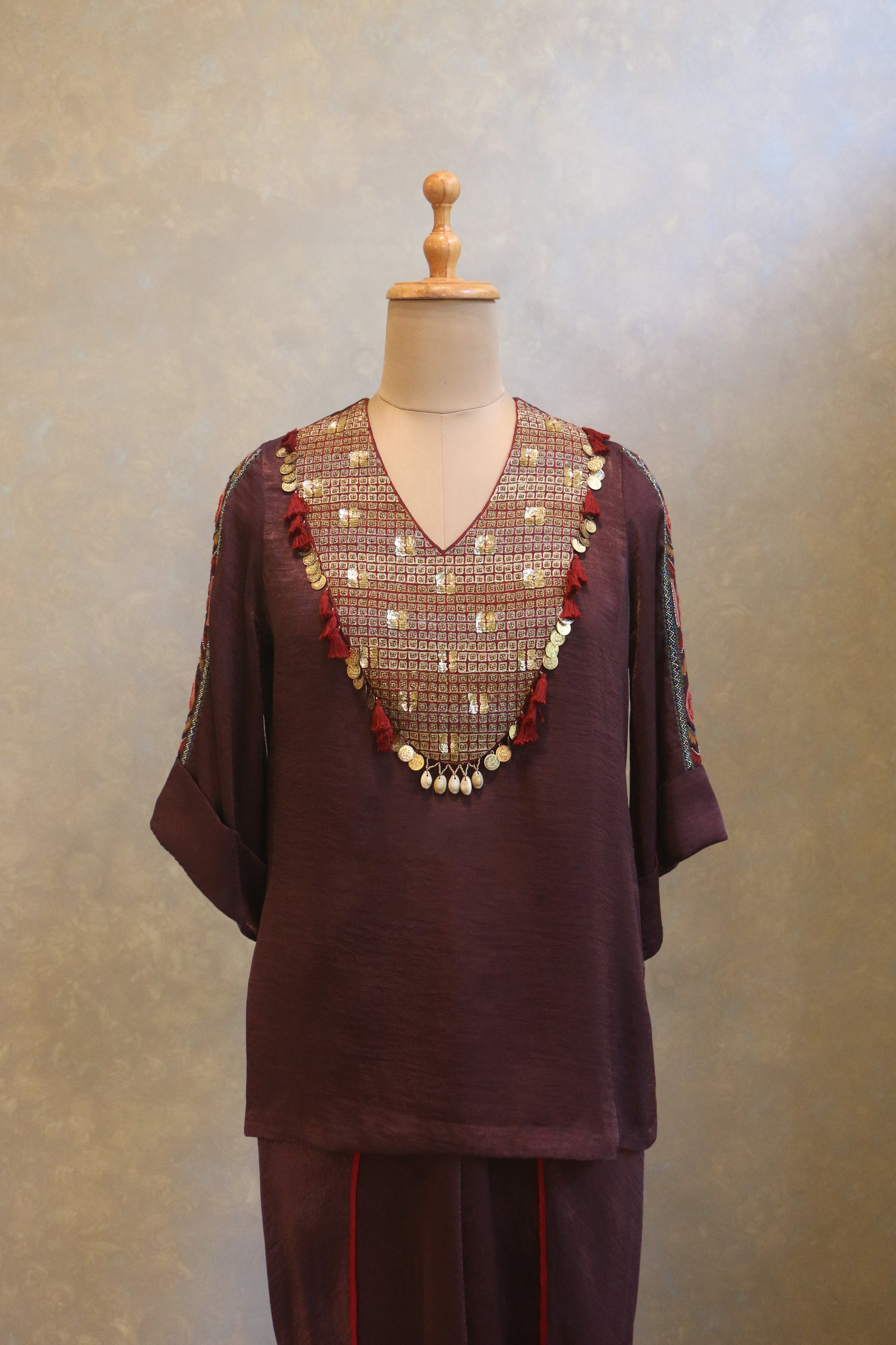 Dhoti Set With Heavily Embroidered Yoke