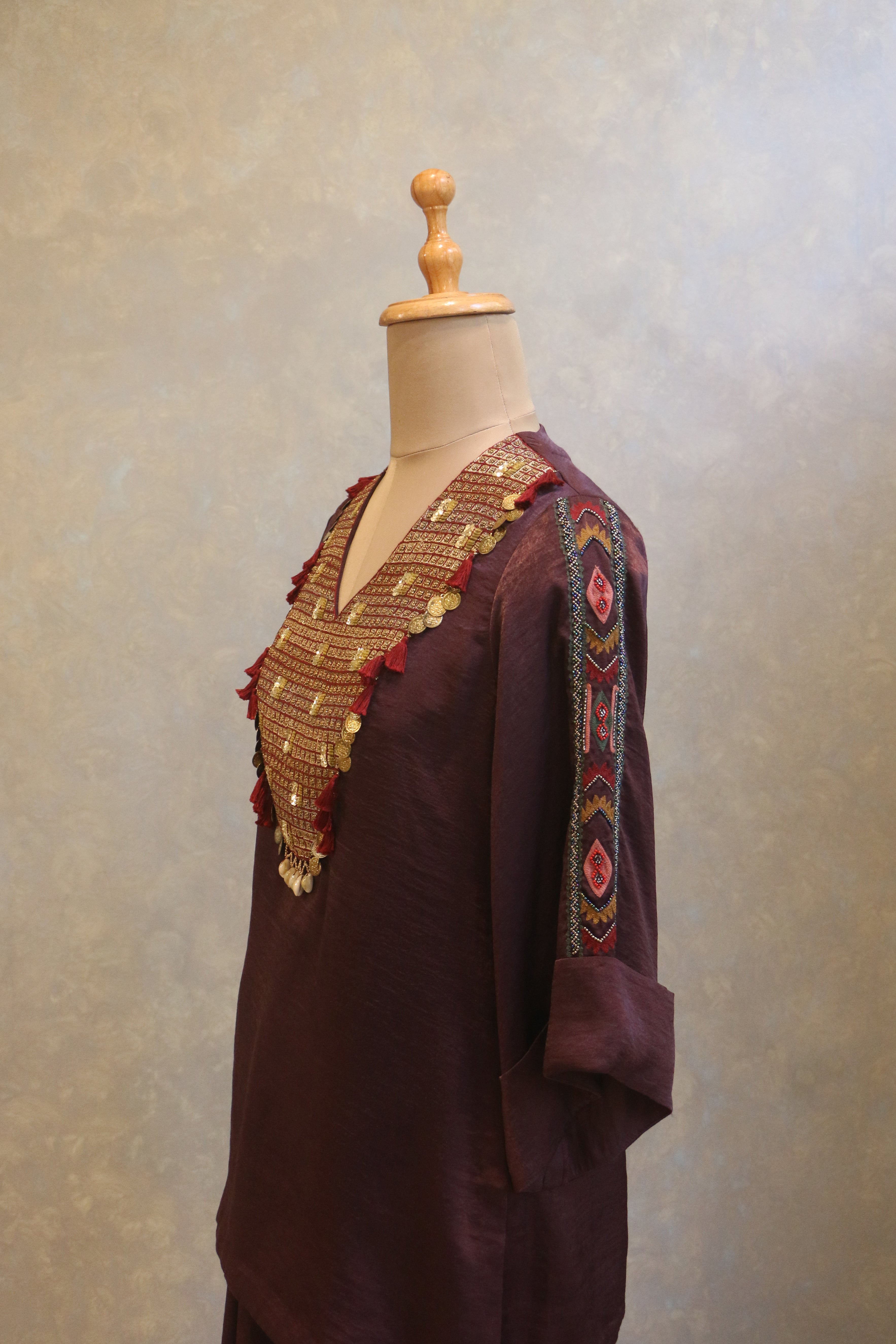 Dhoti Set With Heavily Embroidered Yoke