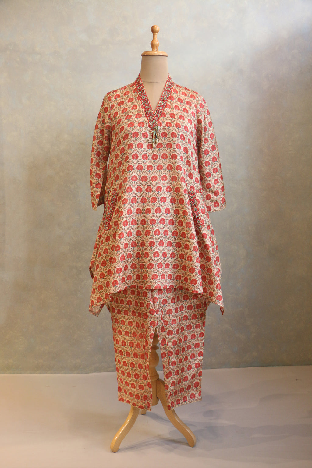 Embellished Neck Tunic Set