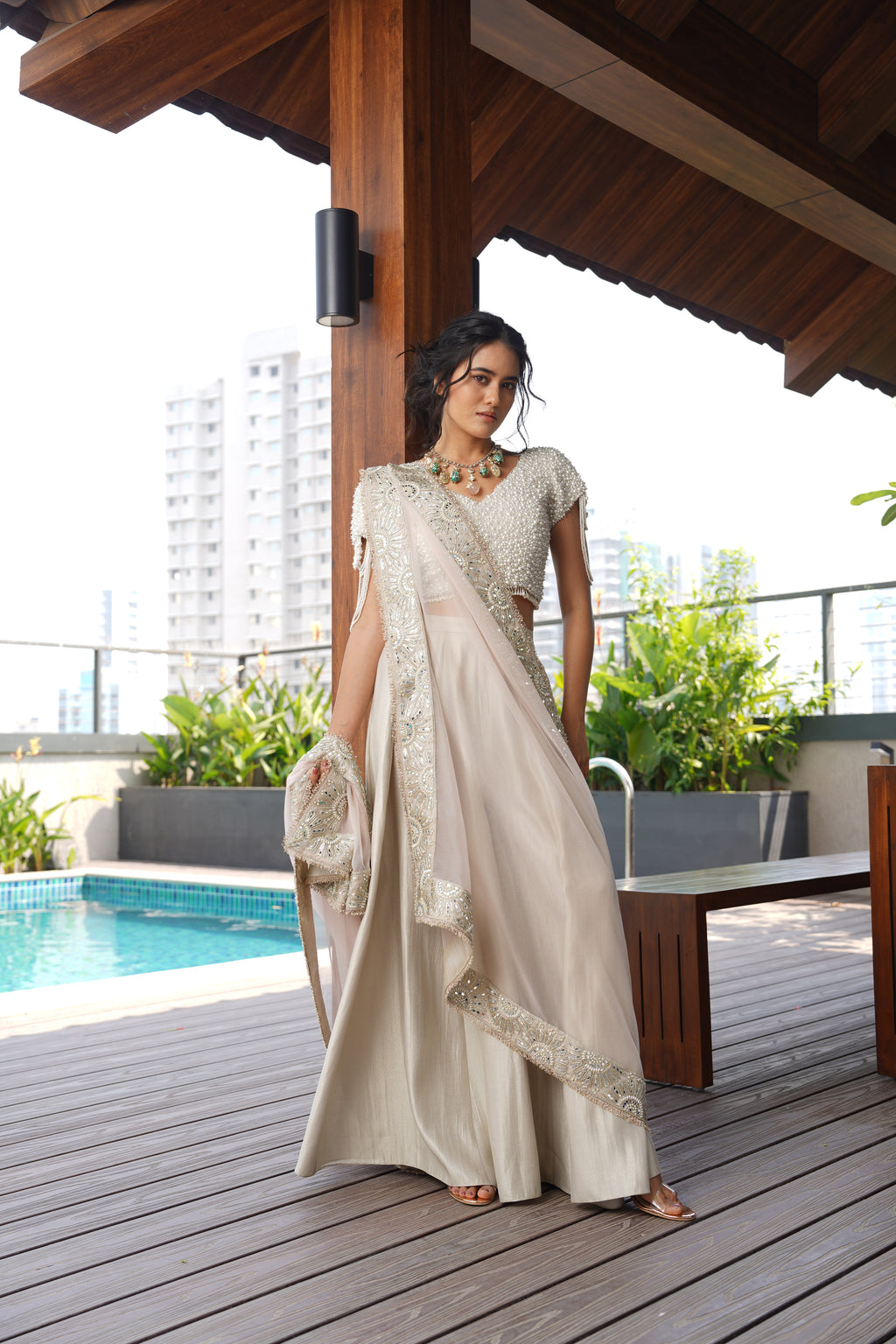 Tissue Sharara and embellished dupatta