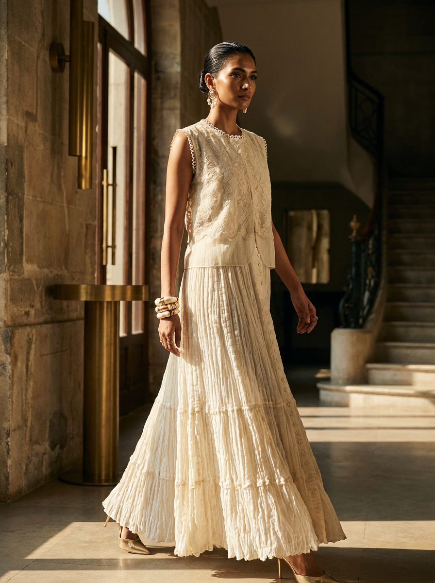 LONG DRESS WITH SHORT LUCKNOW JACKET