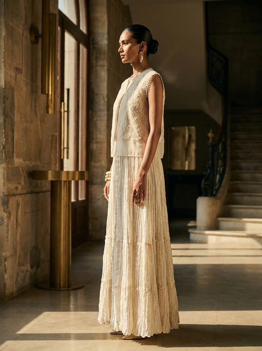 LONG DRESS WITH SHORT LUCKNOW JACKET