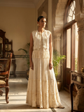 LONG DRESS WITH MIRROR WORK SLEEVELESS JACKET
