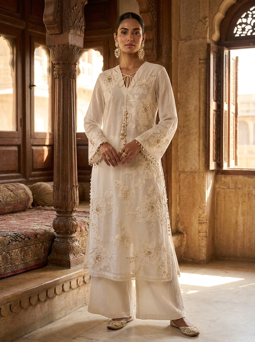 KAMEEZ WITH COTTON CRUSH FABRIC PANT