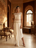 SHORT TOP WITH PLEATED DRAPE SKIRT