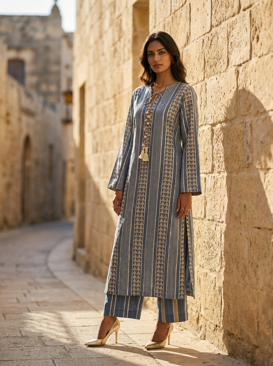 DENIM GOTA CO-ORD SET TOP AND PANT