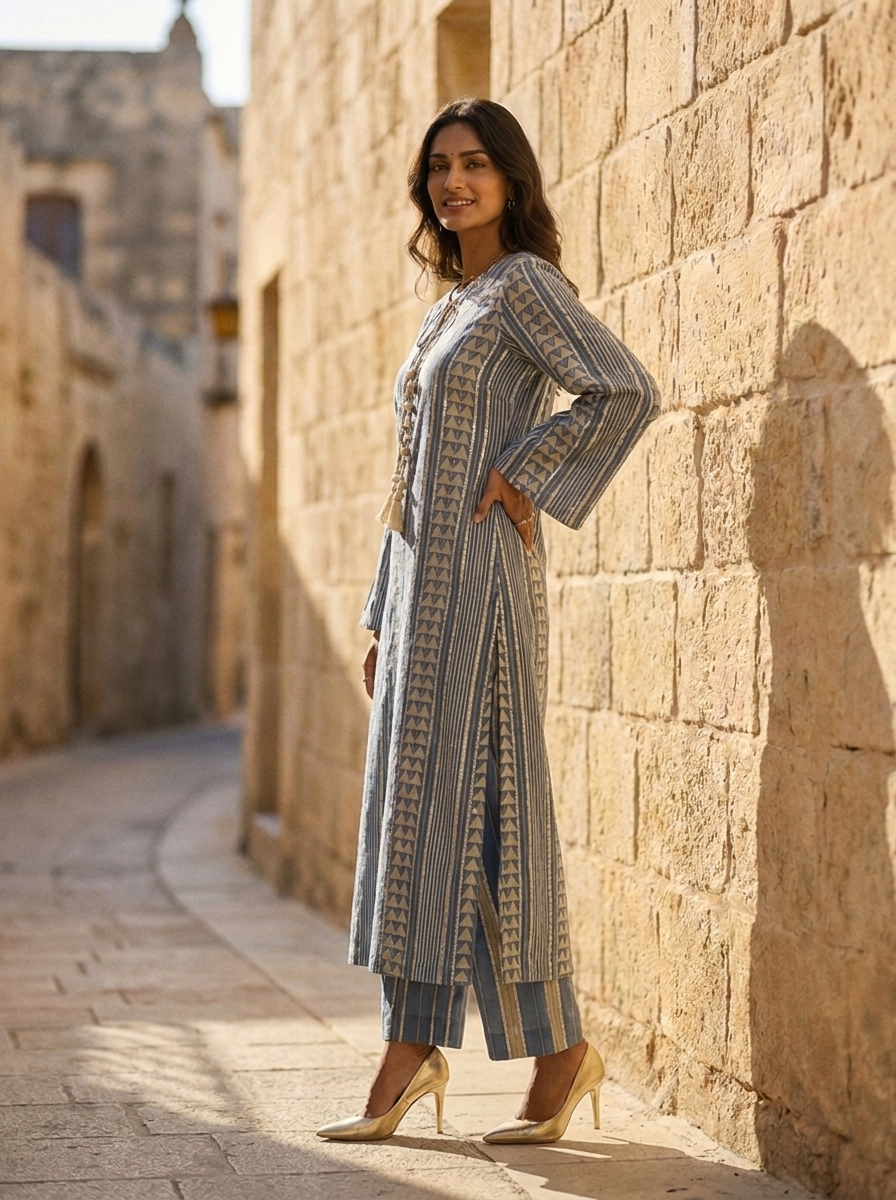 DENIM GOTA CO-ORD SET TOP AND PANT