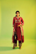 Magenta Kurta With Pant And Benarasi Dupatta