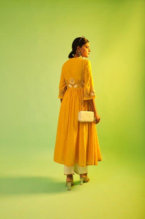 Yellow Kurti With Pant & Dupatta Aditi Somani India
