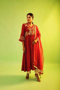 Maroon Kurta With Pant & Dupatta