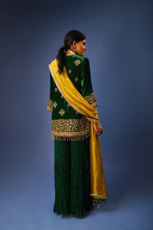 Green Kurti With Sharara And Dupatta