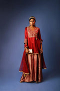 Maroon Kurti With Benarasi Sharara And Dupatta