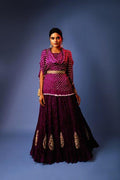Purple Lehenga With Cowl Top