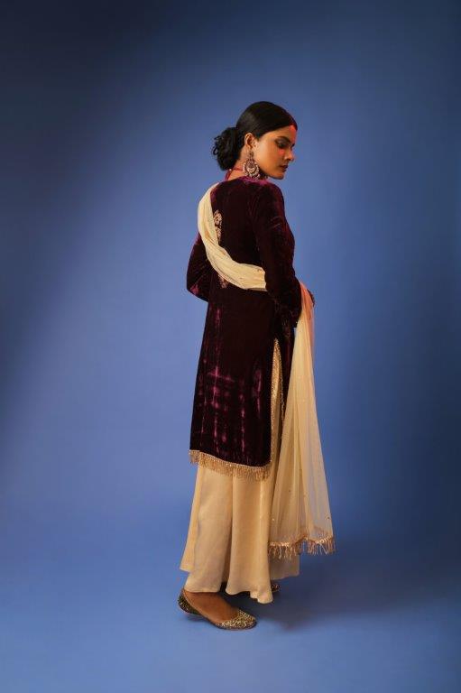 Wine Kurti With Sharara And Dupatta