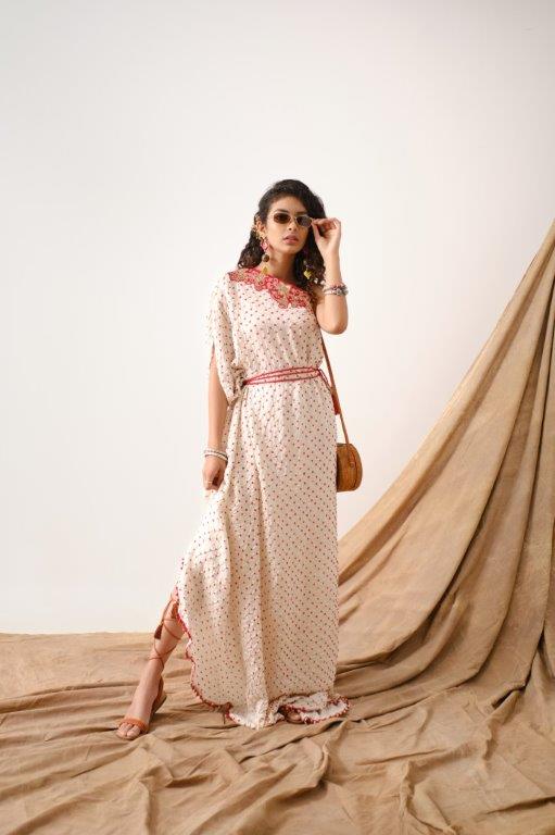 Off-White Bandhni One Shoulder Dress