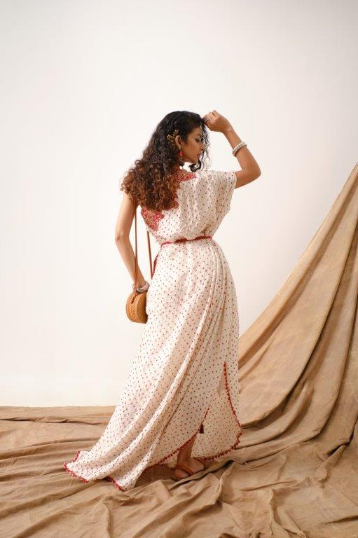 Off-White Bandhni One Shoulder Dress