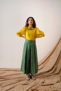 Mustard Shirt With Emerald Benarasi Pant