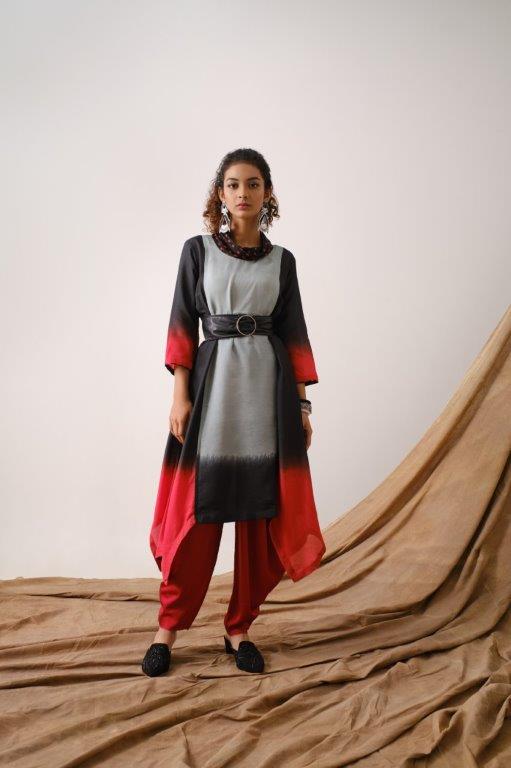 Black- Grey Cowl Neck Tunic