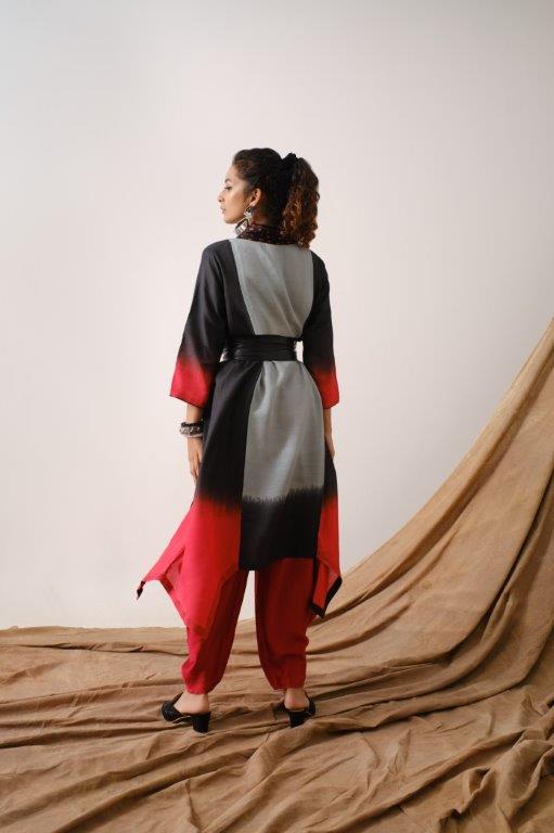 Black- Grey Cowl Neck Tunic