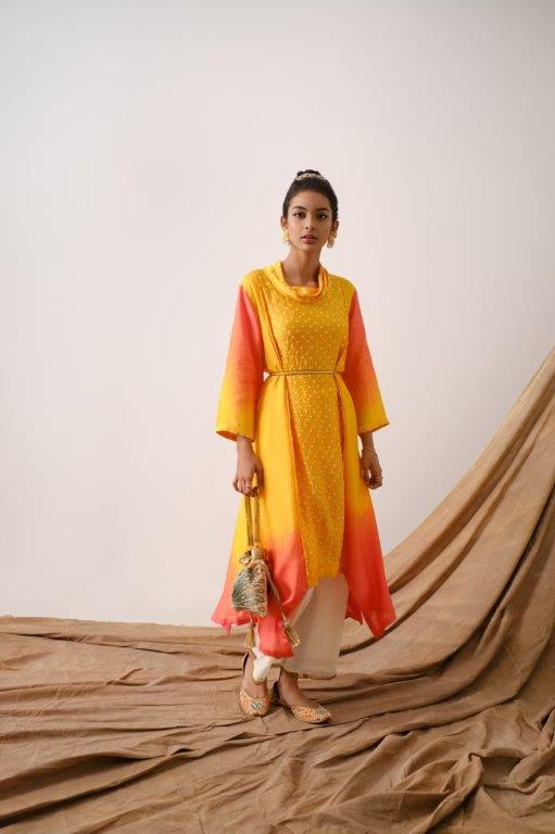 Mango Ombre Bandhani Cowl Tunic