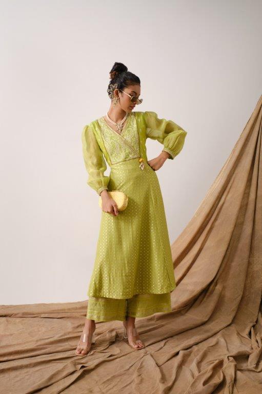 Green Tunic With Pant Aditi Somani India