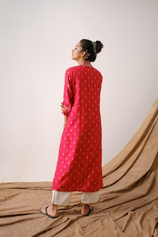 Red Benarasi Tunic Aditi Somani India